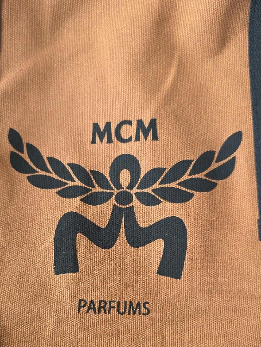 MCM Brown Canvas Tote with Black Trim and Logo - Picture 4 of 5